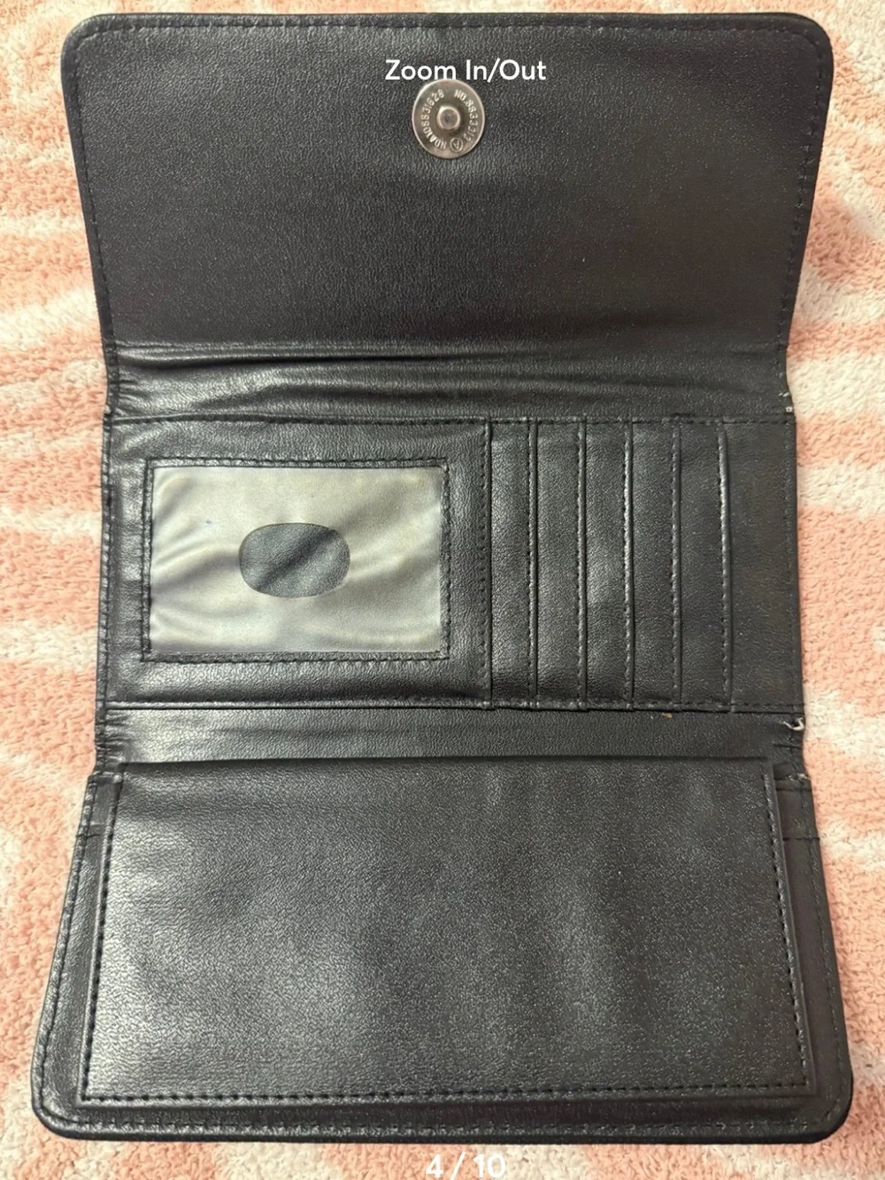 Kate Spade Rare Black Embroidered Women & Dog Card Holder with Pink Striped Tote